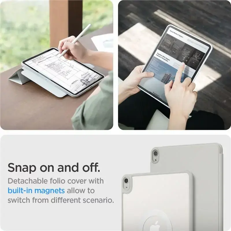 Spigen AirSkin Pro OneTap Apple iPad Air 13 (2024/2025) Hoes Book Case Grijs afbeelding 3