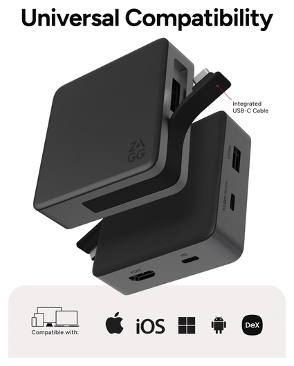 ZAGG 4-Ports USB-C Hub met 15W Draadloos Opladen/100W USB-C PD/4K HDMI/USB-A afbeelding 4