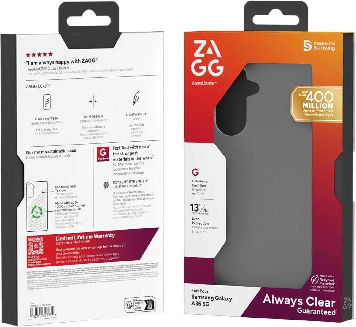 ZAGG Luxe Samsung Galaxy A36 Hoesje Back Cover 3M Valbescherming Transparant afbeelding 4