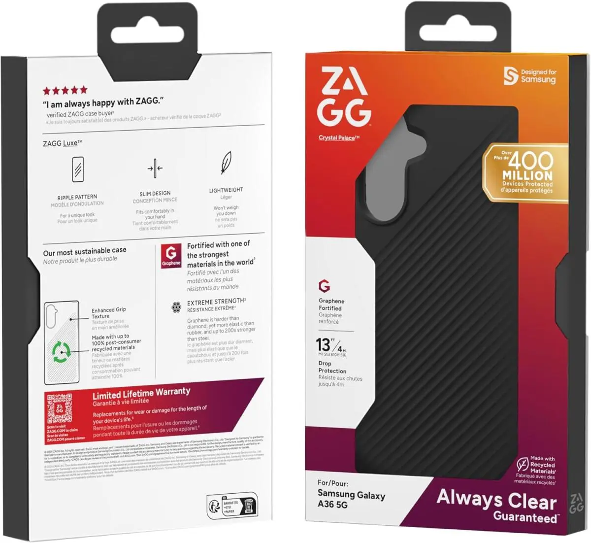 ZAGG Luxe Samsung Galaxy A36 Hoesje Back Cover 3M Valbescherming Zwart afbeelding 7