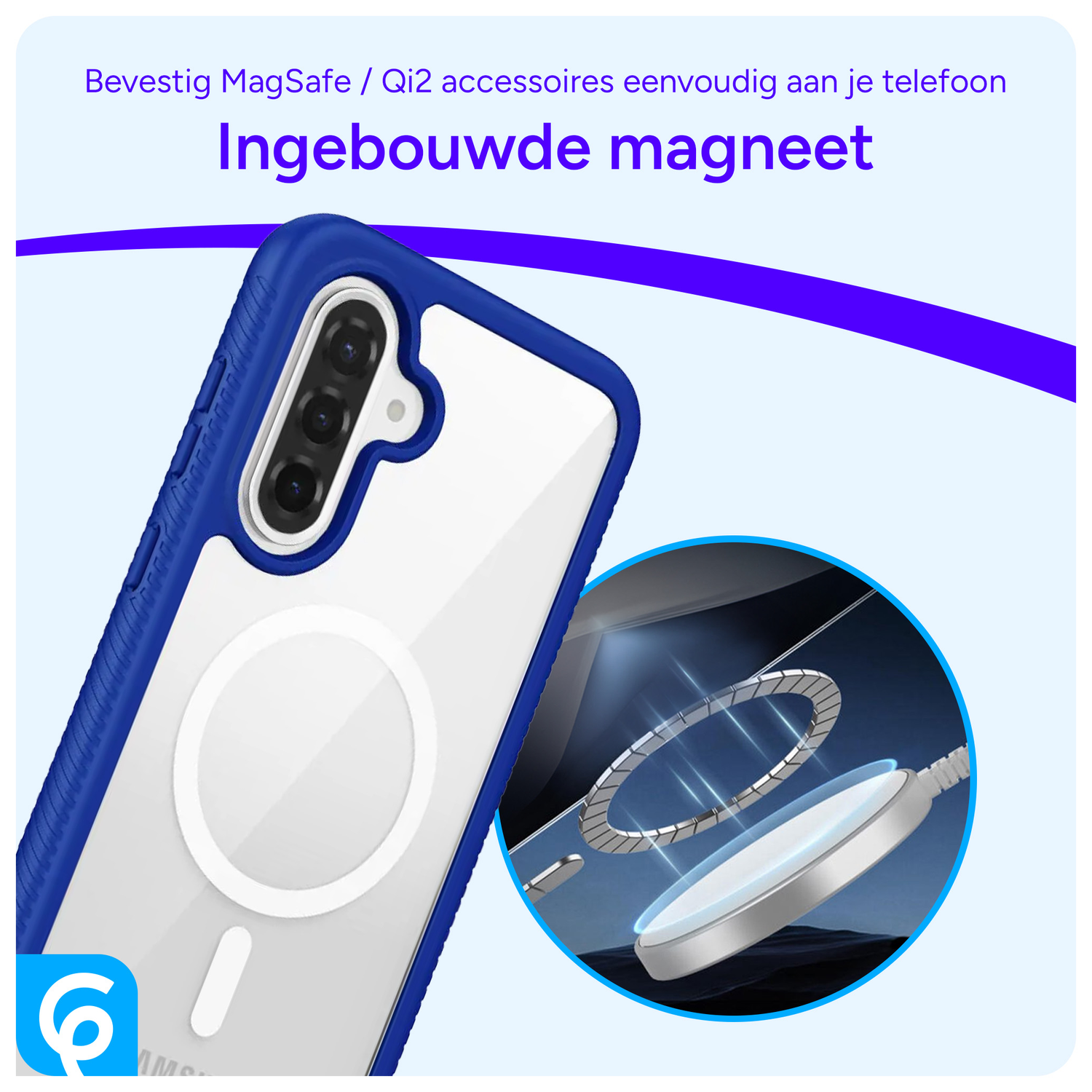 Samsung Galaxy A56 Hoesje Full Protect 360° Cover met MagSafe / Qi2 Blauw afbeelding 3