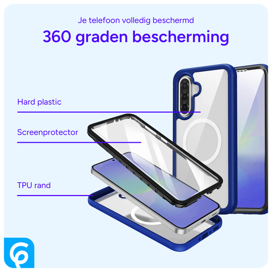 Samsung Galaxy A56 Hoesje Full Protect 360° Cover met MagSafe / Qi2 Blauw afbeelding 5
