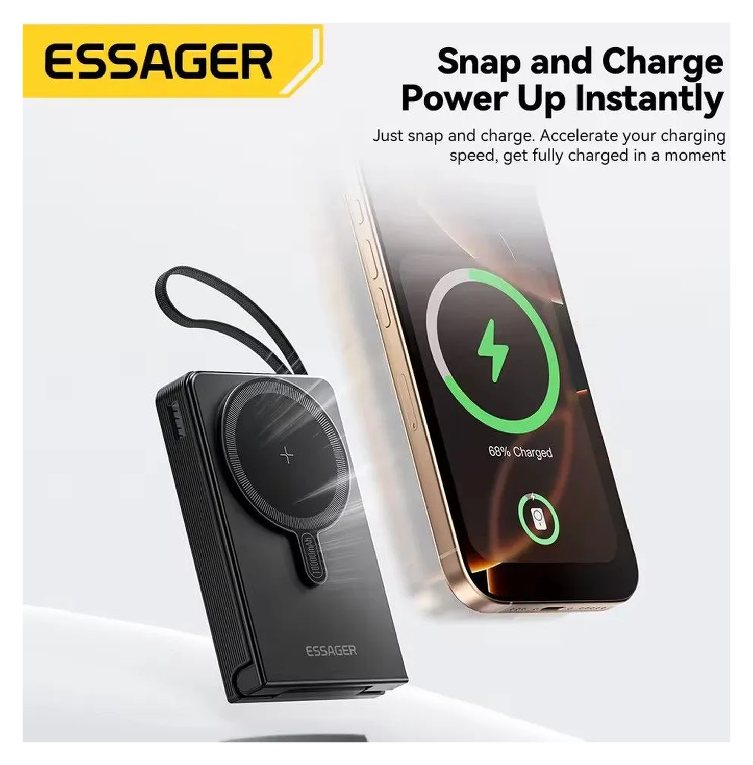 Essager 10.000 mAh MagSafe Powerbank 22.5W met USB-C Kabel en Apple Watch Lader afbeelding 2