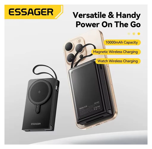 Essager 10.000 mAh MagSafe Powerbank 22.5W met USB-C Kabel en Apple Watch Lader afbeelding 3