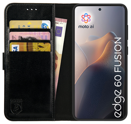 Rosso Element Motorola Edge 60 Fusion Hoesje Book Case Wallet Zwart afbeelding 1