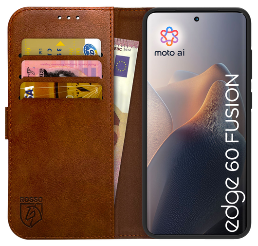 Rosso Element Motorola Edge 60 Fusion Hoesje Book Case Wallet Bruin afbeelding 1
