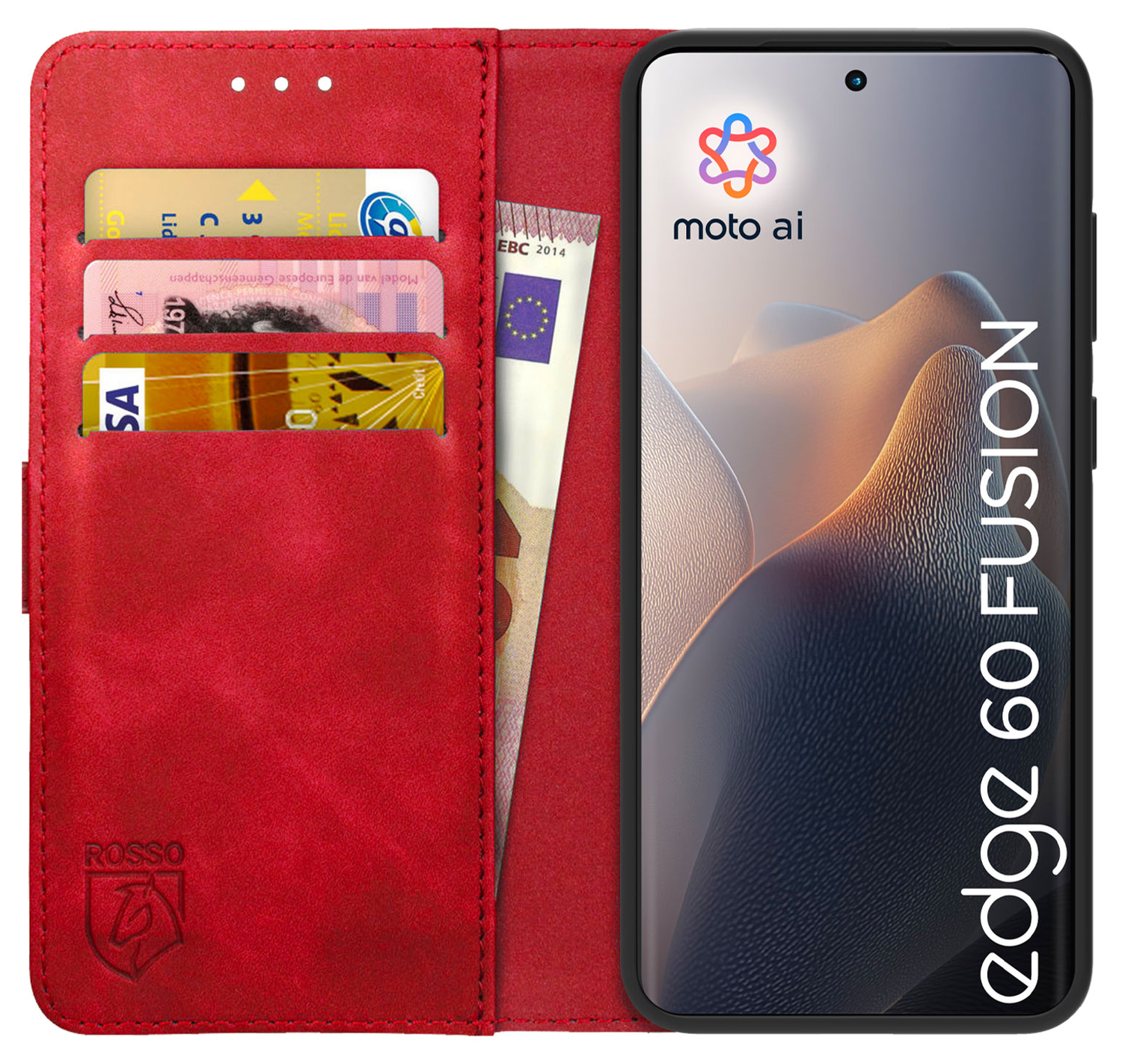 Rosso Element Motorola Edge 60 Fusion Hoesje Book Case Wallet Rood afbeelding 1