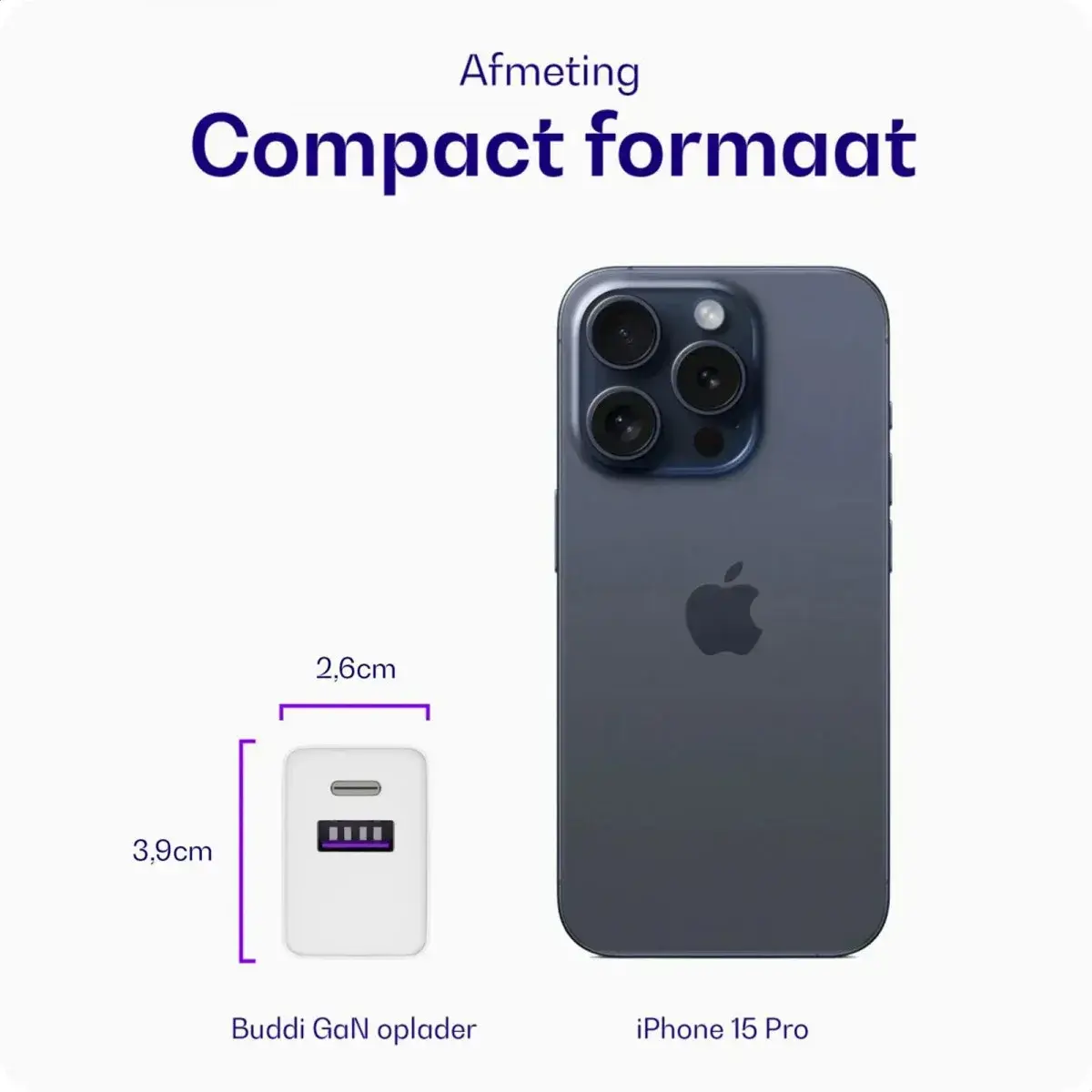Buddi 30W PD GaN USB-C / USB-A Oplader met Buddi Flex USB-C Kabel 2M afbeelding 5