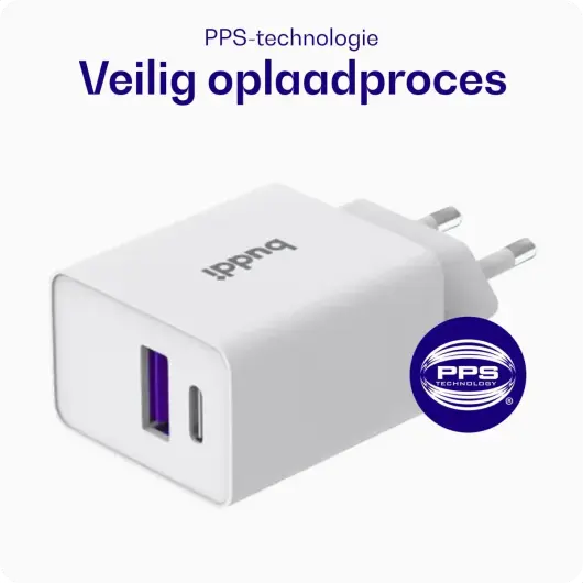 Buddi 30W PD GaN USB-C / USB-A Oplader met Buddi Flex USB-C Kabel 2M afbeelding 6