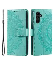 Samsung Galaxy A26 Hoesje Mandala Book Case met Pasjeshouder Groen afbeelding