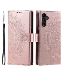 Samsung Galaxy A26 Hoesje Mandala Book Case met Pasjeshouder Roze Goud afbeelding