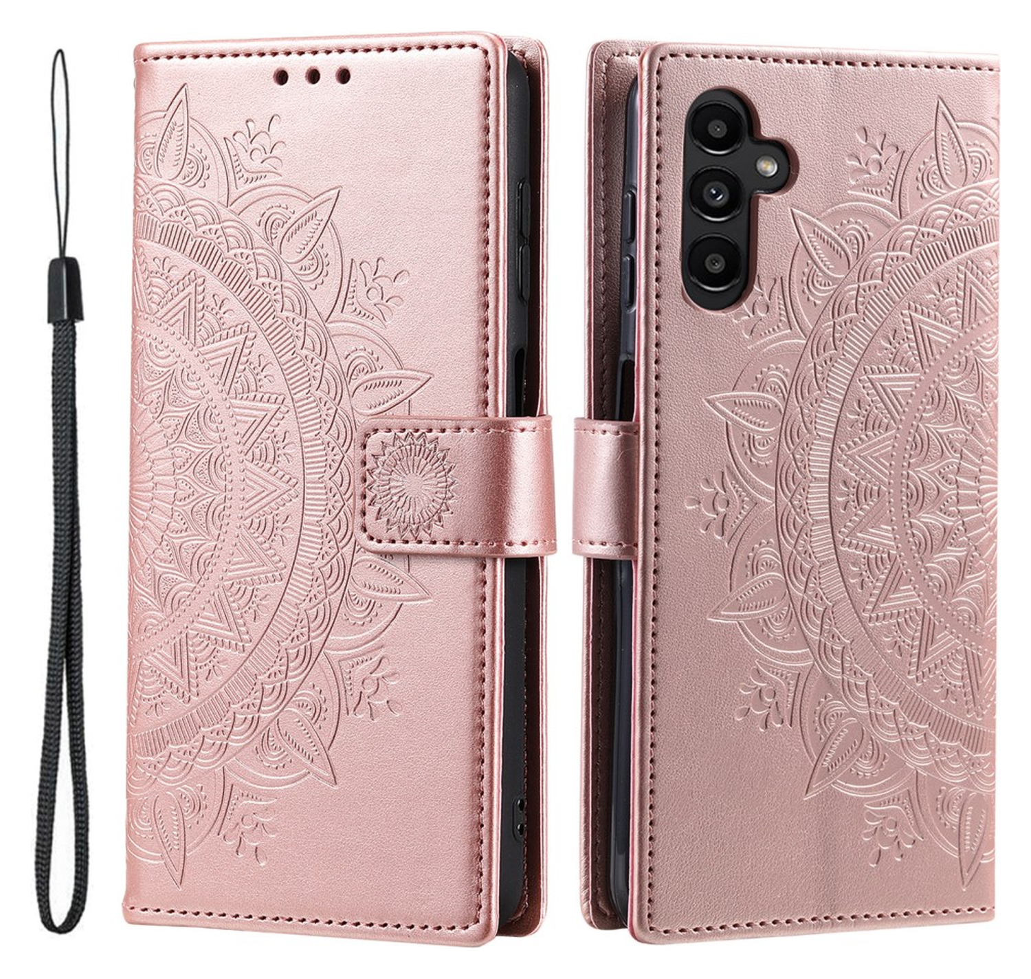 Samsung Galaxy A26 Hoesje Mandala Book Case met Pasjeshouder Roze Goud afbeelding 1