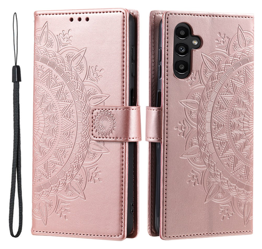 Samsung Galaxy A26 Hoesje Mandala Book Case met Pasjeshouder Roze Goud afbeelding 1