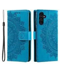 Samsung Galaxy A36 Hoesje Mandala Book Case met Pasjeshouder Blauw afbeelding