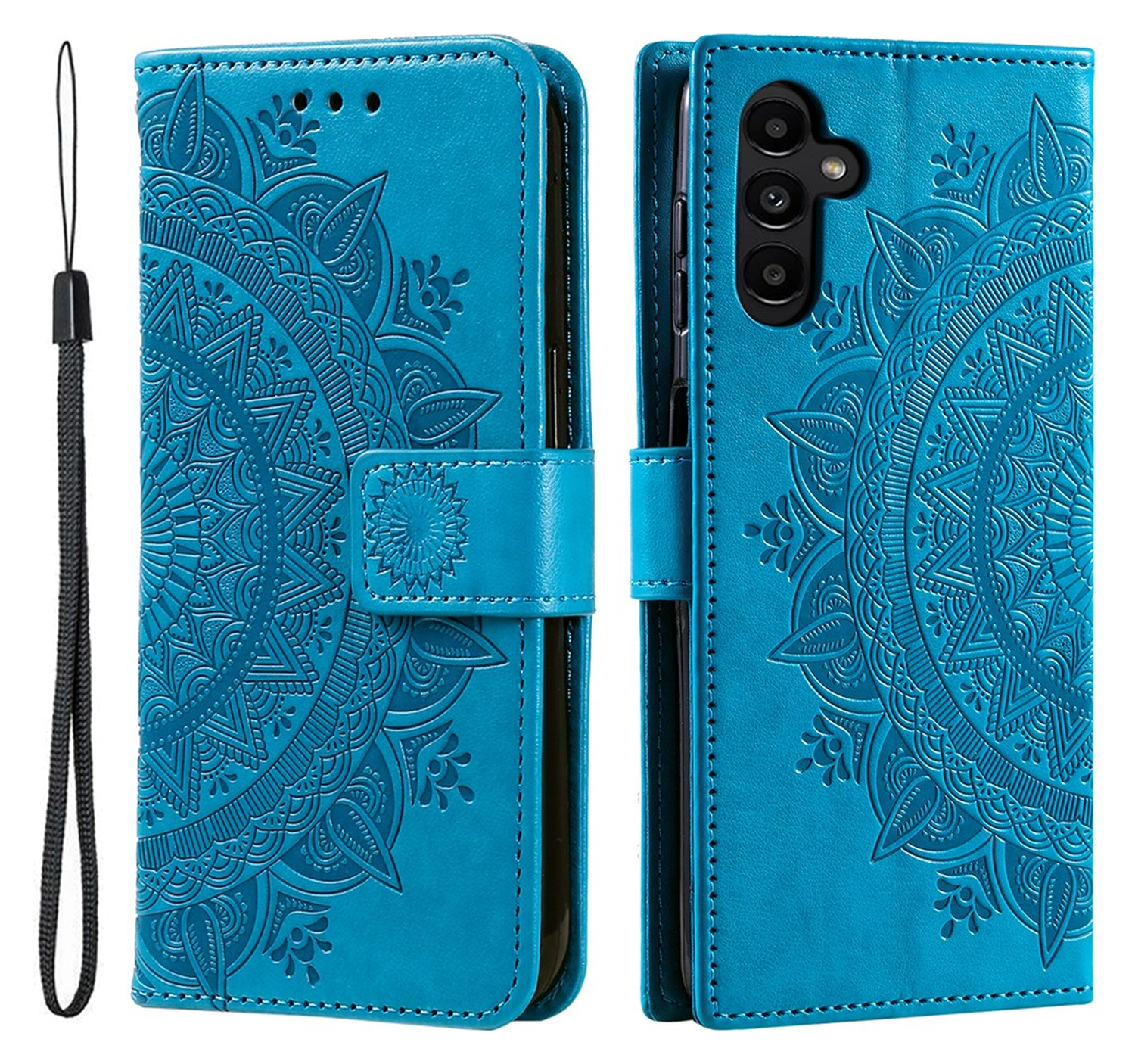 Samsung Galaxy A36 Hoesje Mandala Book Case met Pasjeshouder Blauw afbeelding 1