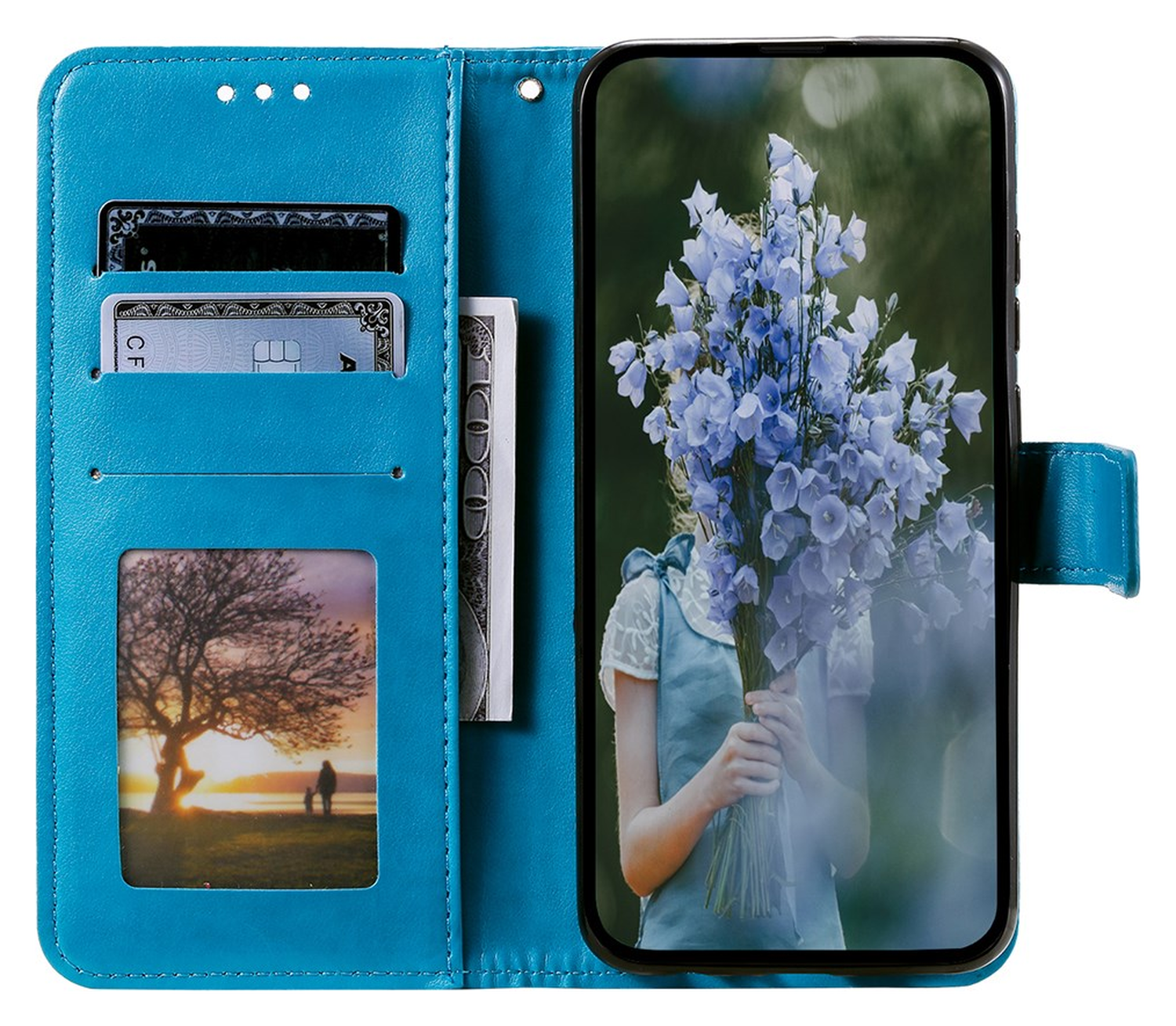 Samsung Galaxy A36 Hoesje Mandala Book Case met Pasjeshouder Blauw afbeelding 2