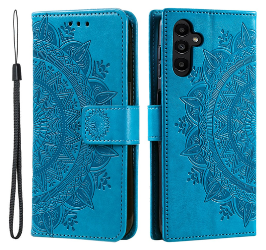 Samsung Galaxy A36 Hoesje Mandala Book Case met Pasjeshouder Blauw afbeelding 1