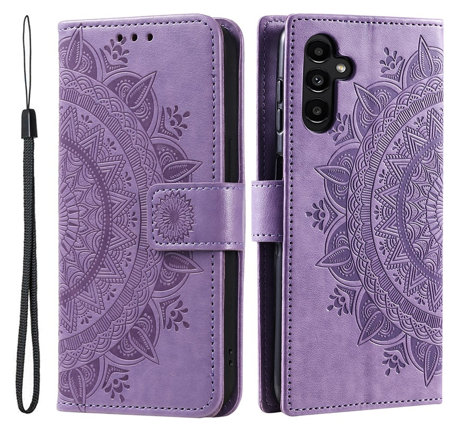 Samsung Galaxy A36 Hoesje Mandala Book Case met Pasjeshouder Paars afbeelding 1