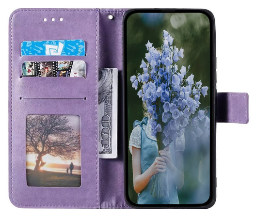 Samsung Galaxy A36 Hoesje Mandala Book Case met Pasjeshouder Paars afbeelding 2