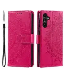 Samsung Galaxy A36 Hoesje Mandala Book Case met Pasjeshouder Roze afbeelding