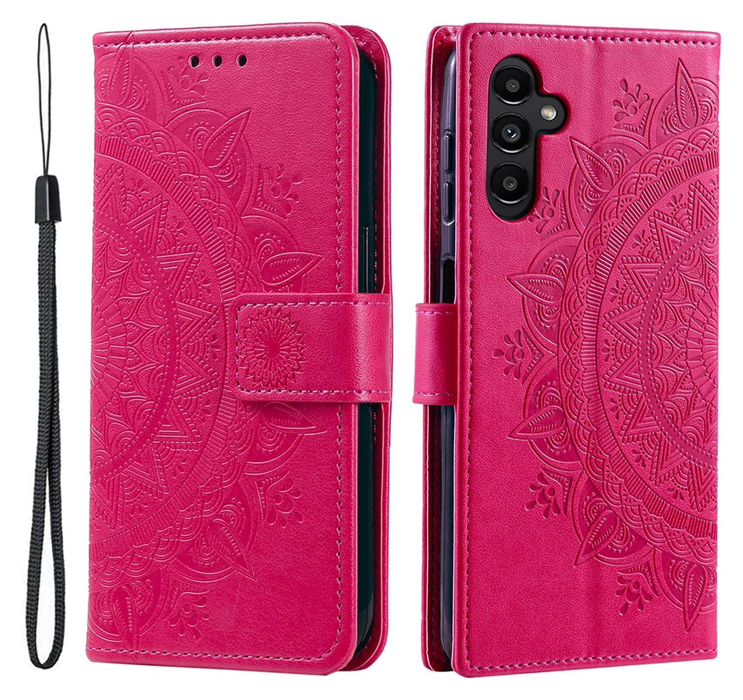 Samsung Galaxy A36 Hoesje Mandala Book Case met Pasjeshouder Roze afbeelding 1