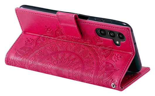 Samsung Galaxy A36 Hoesje Mandala Book Case met Pasjeshouder Roze afbeelding 3