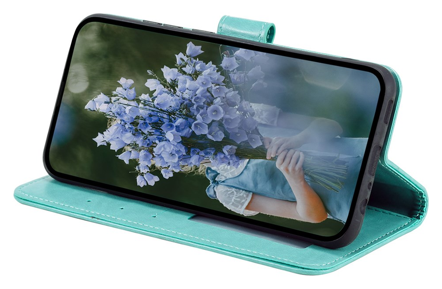Samsung Galaxy A36 Hoesje Mandala Book Case met Pasjeshouder Groen afbeelding 3