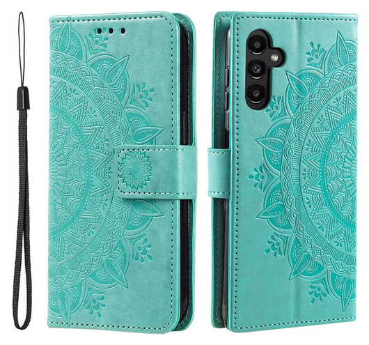 Samsung Galaxy A36 Hoesje Mandala Book Case met Pasjeshouder Groen afbeelding 1