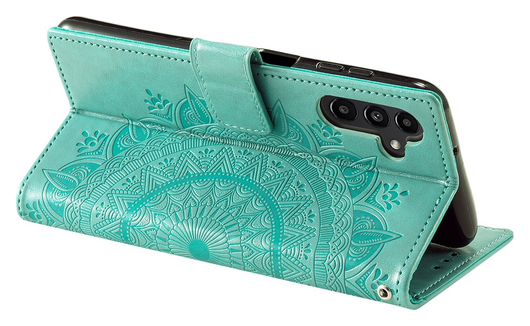 Samsung Galaxy A36 Hoesje Mandala Book Case met Pasjeshouder Groen afbeelding 4