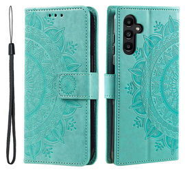 Samsung Galaxy A36 Hoesje Mandala Book Case met Pasjeshouder Groen afbeelding