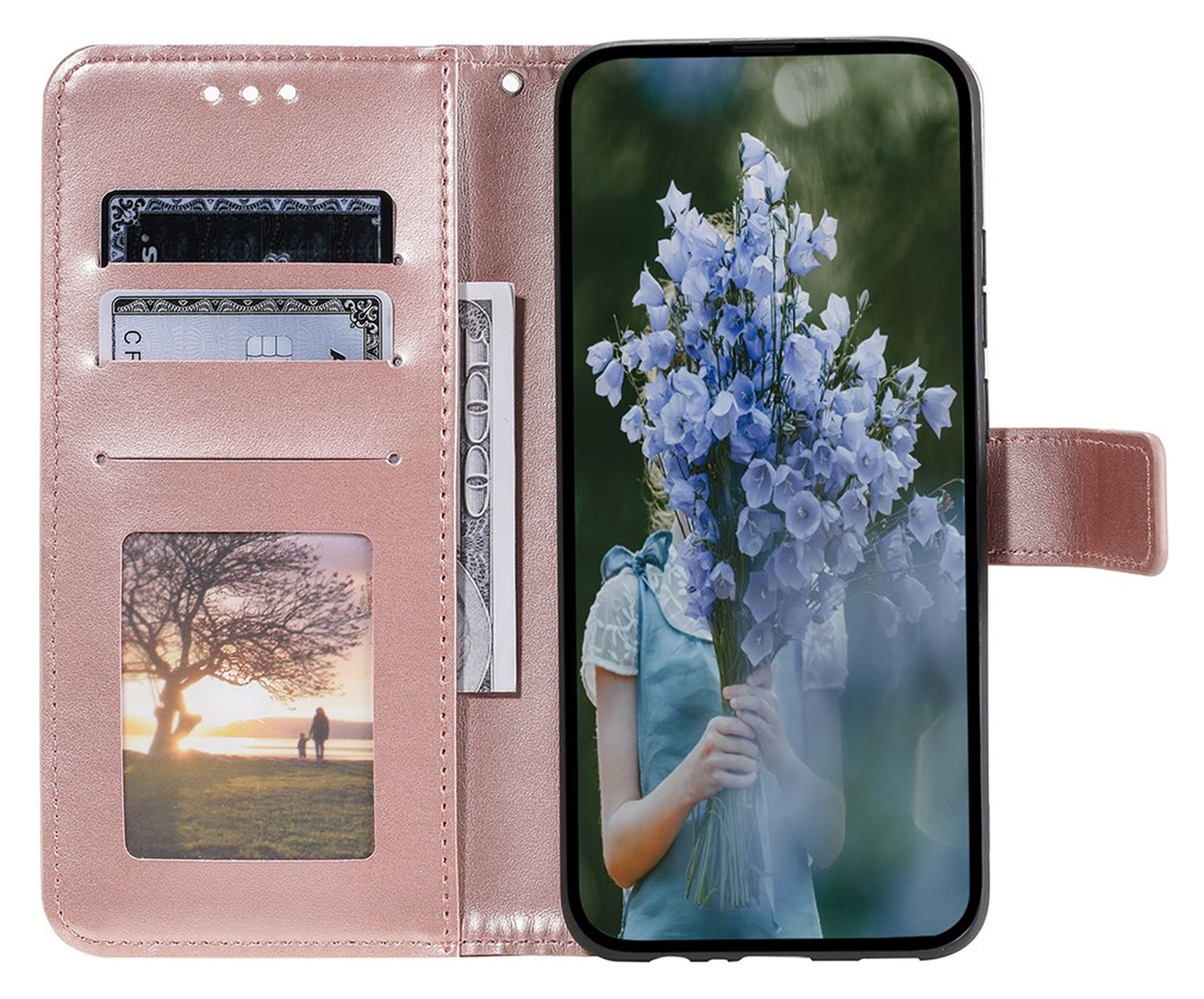 Samsung Galaxy A36 Hoesje Mandala Book Case met Pasjeshouder Roze Goud afbeelding 2