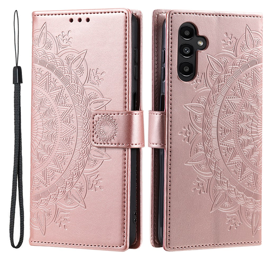 Samsung Galaxy A36 Hoesje Mandala Book Case met Pasjeshouder Roze Goud afbeelding 1