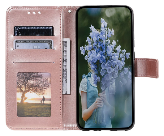 Samsung Galaxy A36 Hoesje Mandala Book Case met Pasjeshouder Roze Goud afbeelding 2