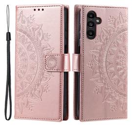 Samsung Galaxy A36 Hoesje Mandala Book Case met Pasjeshouder Roze Goud afbeelding