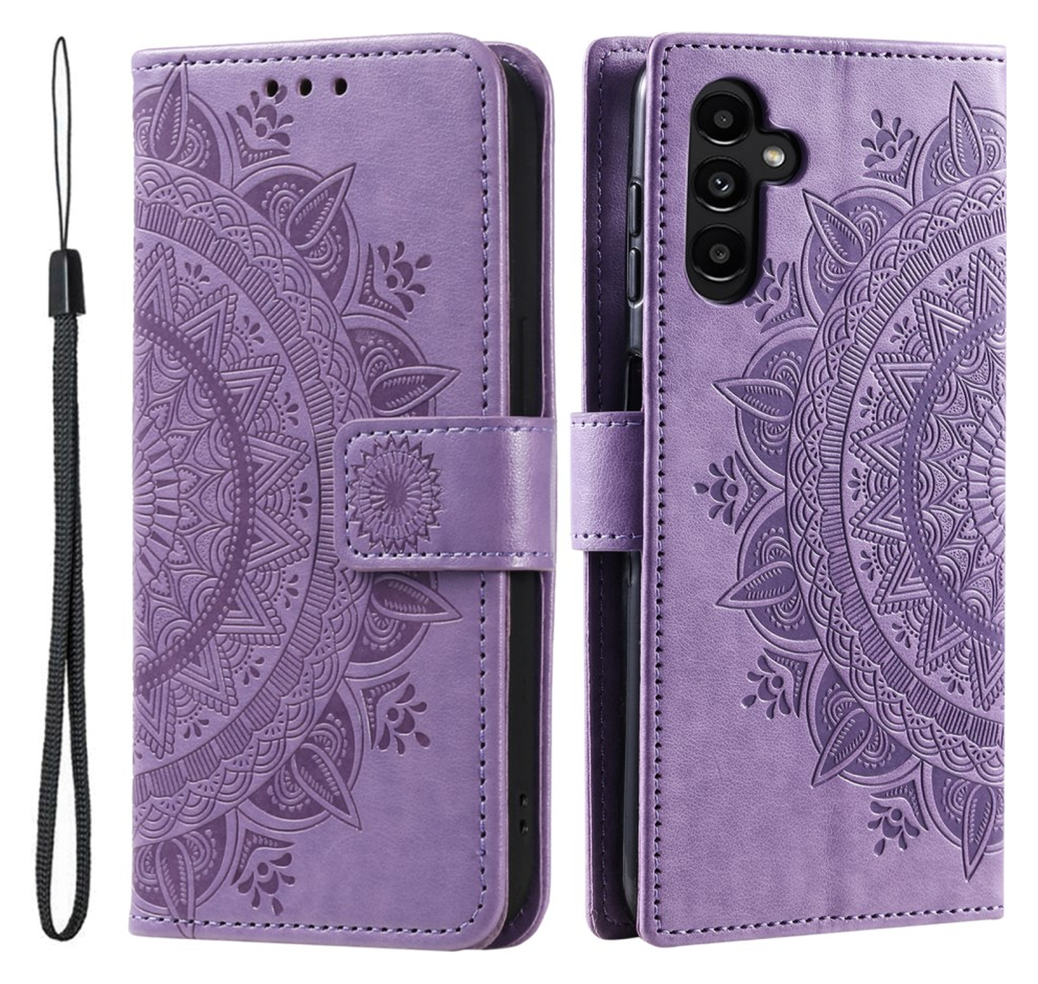 Samsung Galaxy A56 Hoesje Mandala Book Case met Pasjeshouder Paars afbeelding 1