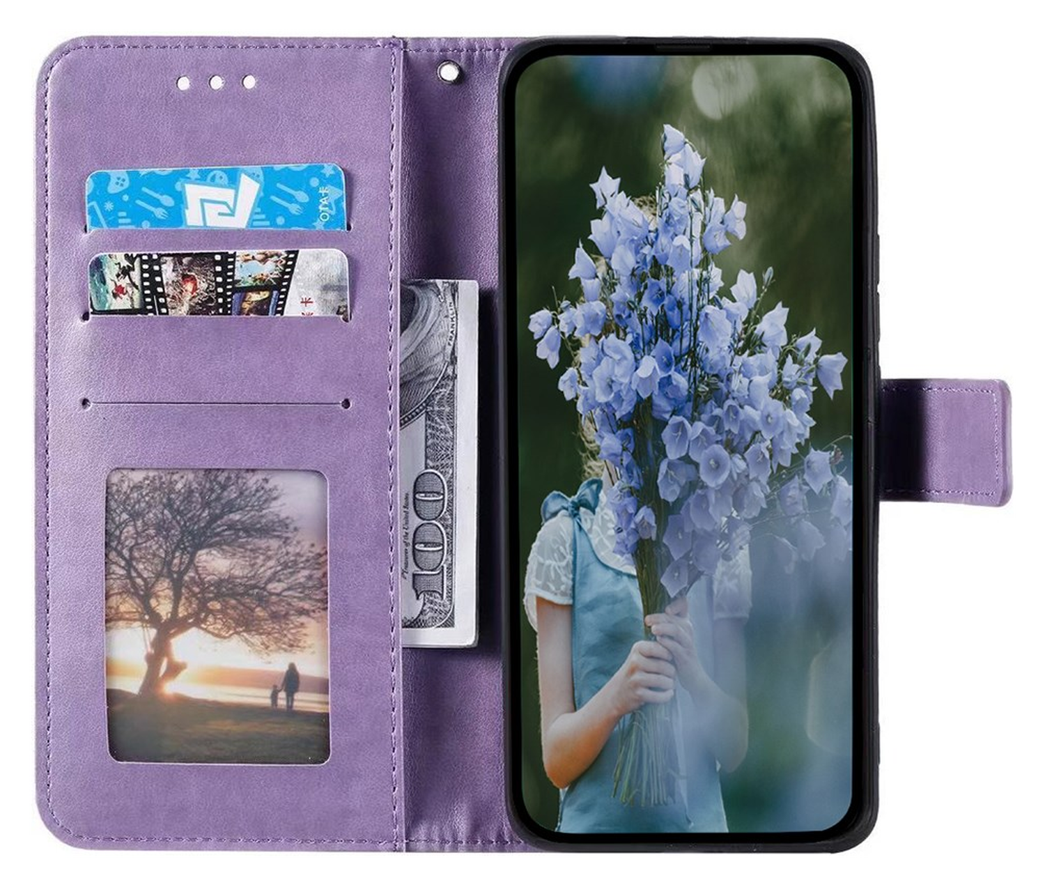 Samsung Galaxy A56 Hoesje Mandala Book Case met Pasjeshouder Paars afbeelding 2