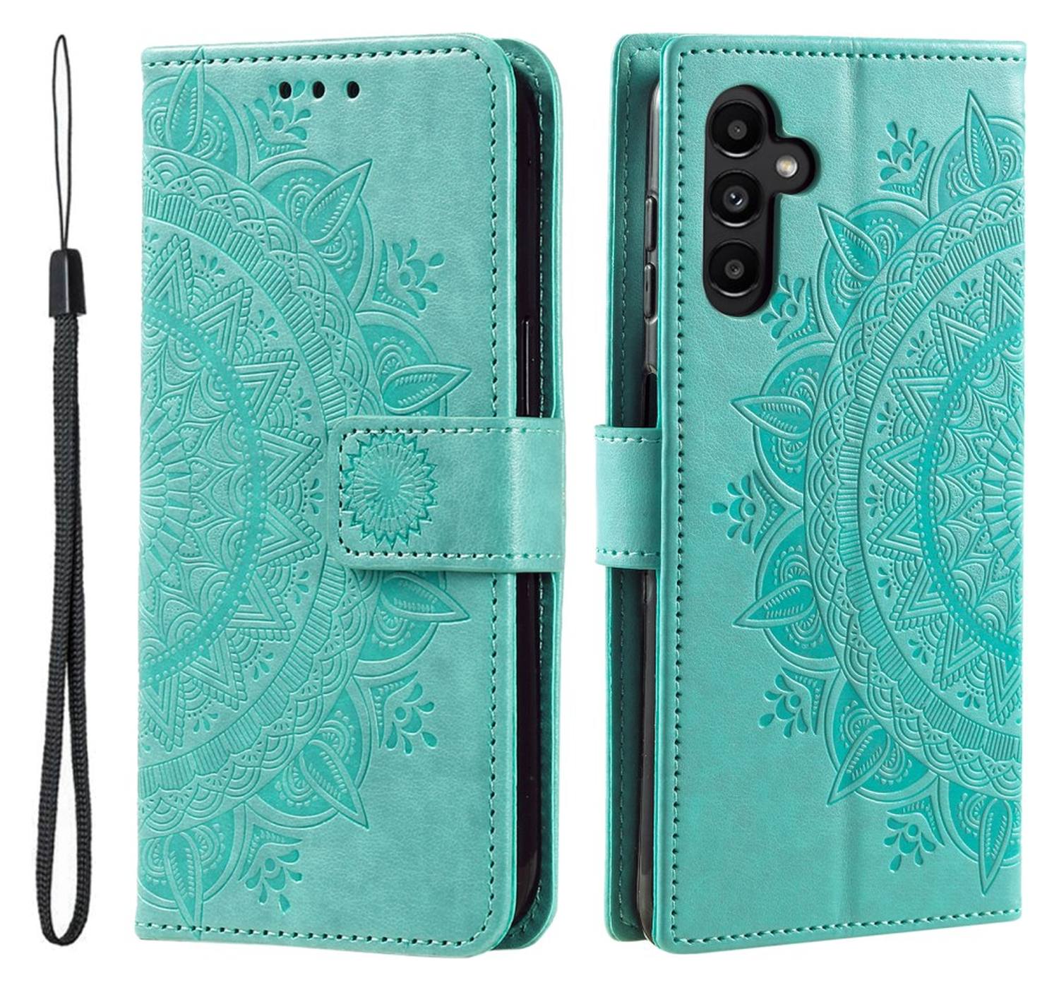 Samsung Galaxy A56 Hoesje Mandala Book Case met Pasjeshouder Groen afbeelding 1