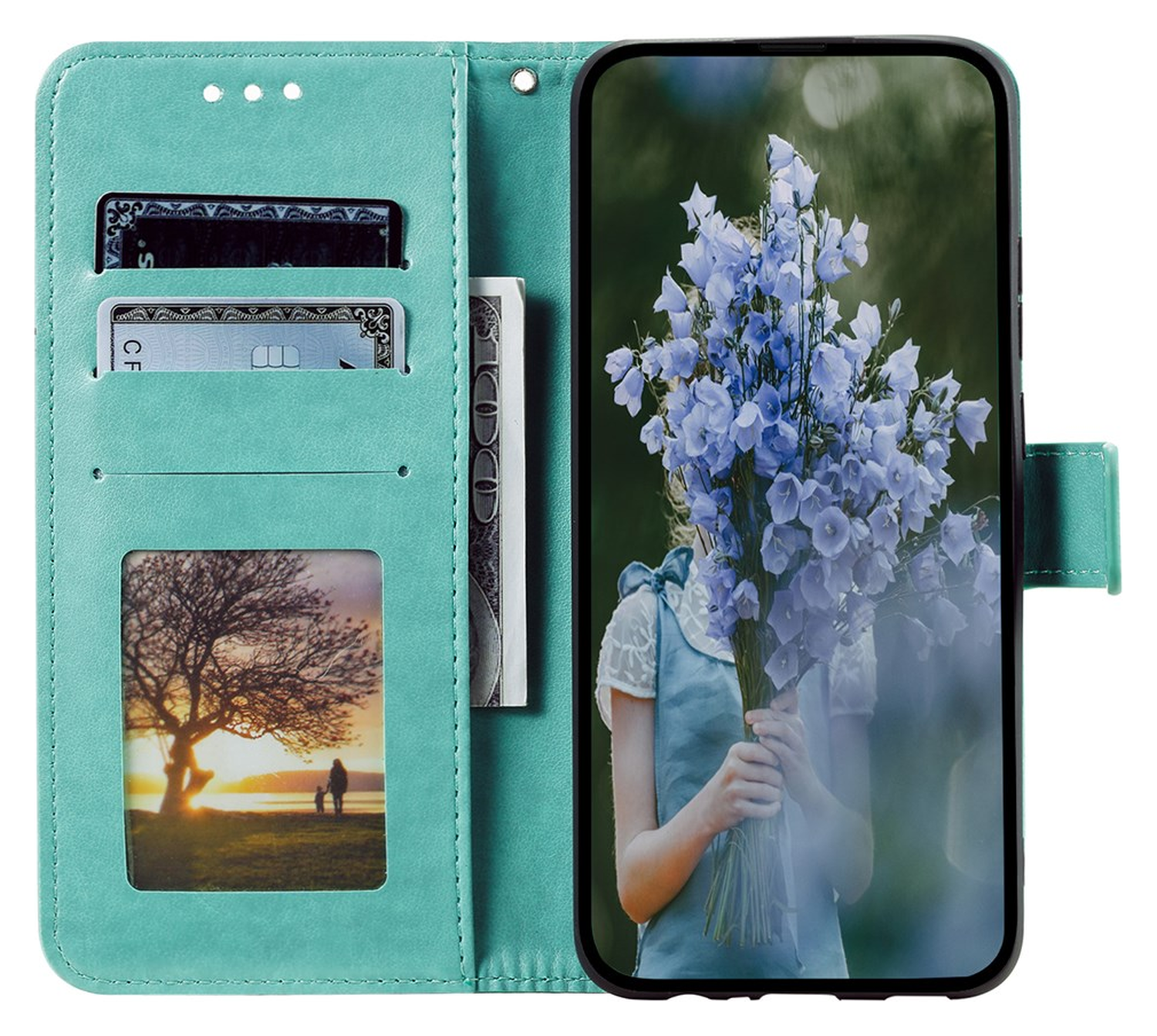 Samsung Galaxy A56 Hoesje Mandala Book Case met Pasjeshouder Groen afbeelding 2