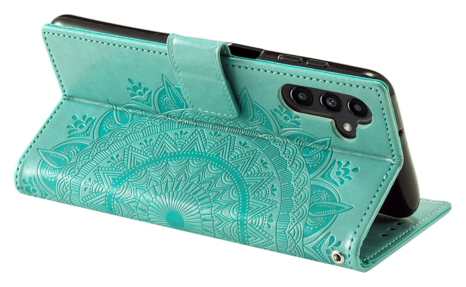 Samsung Galaxy A56 Hoesje Mandala Book Case met Pasjeshouder Groen afbeelding 4