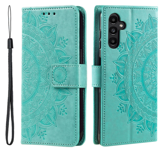 Samsung Galaxy A56 Hoesje Mandala Book Case met Pasjeshouder Groen afbeelding 1