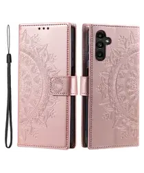 Samsung Galaxy A56 Hoesje Mandala Book Case met Pasjeshouder Roze Goud afbeelding