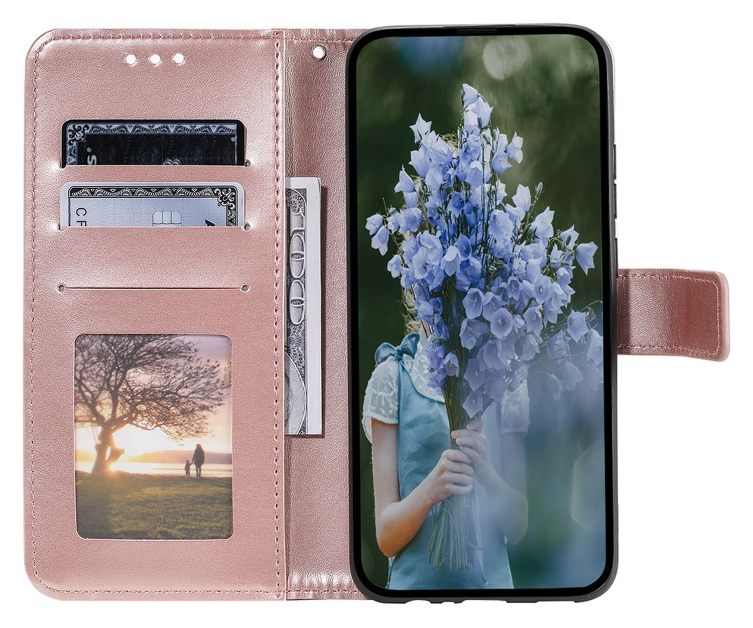 Samsung Galaxy A56 Hoesje Mandala Book Case met Pasjeshouder Roze Goud afbeelding 2