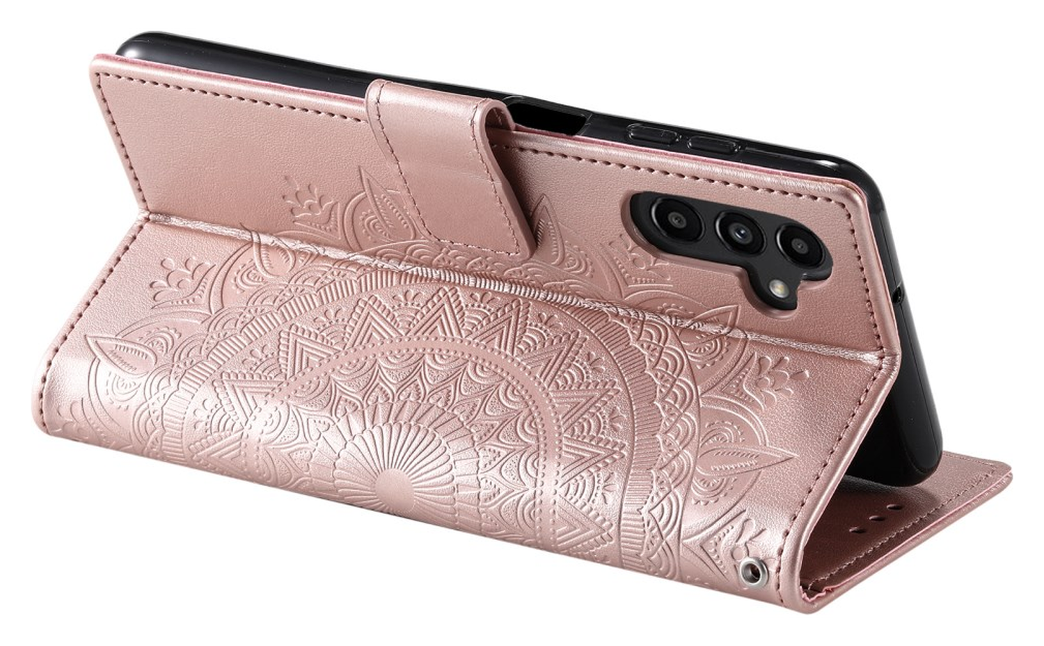 Samsung Galaxy A56 Hoesje Mandala Book Case met Pasjeshouder Roze Goud afbeelding 4