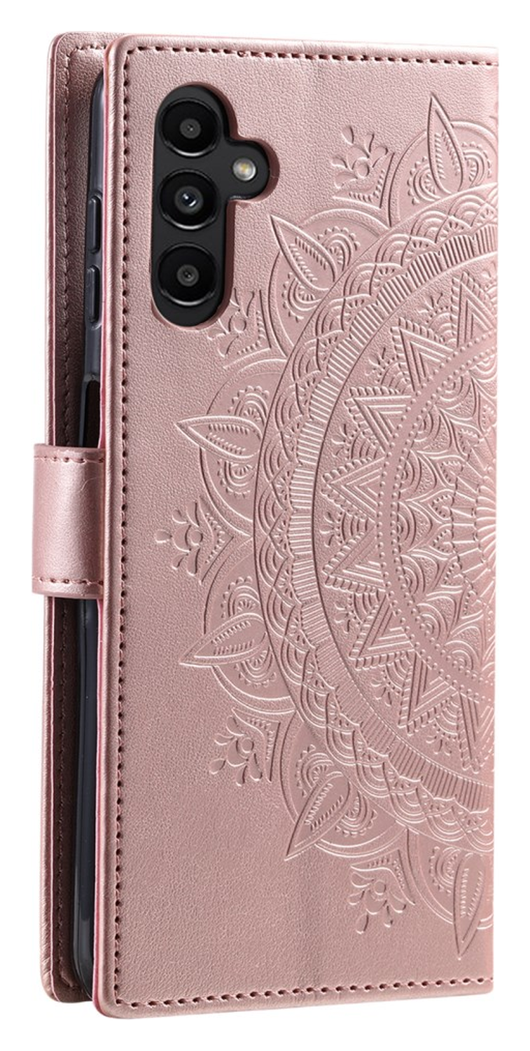 Samsung Galaxy A56 Hoesje Mandala Book Case met Pasjeshouder Roze Goud afbeelding 6