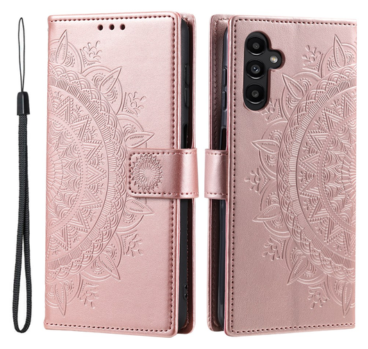 Samsung Galaxy A56 Hoesje Mandala Book Case met Pasjeshouder Roze Goud afbeelding 1