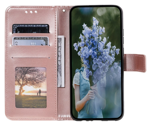 Samsung Galaxy A56 Hoesje Mandala Book Case met Pasjeshouder Roze Goud afbeelding 2