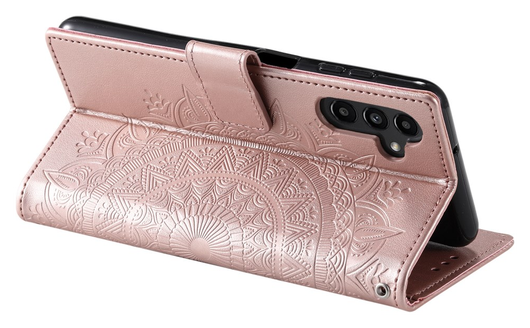 Samsung Galaxy A56 Hoesje Mandala Book Case met Pasjeshouder Roze Goud afbeelding 4