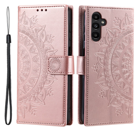 Samsung Galaxy A56 Hoesje Mandala Book Case met Pasjeshouder Roze Goud