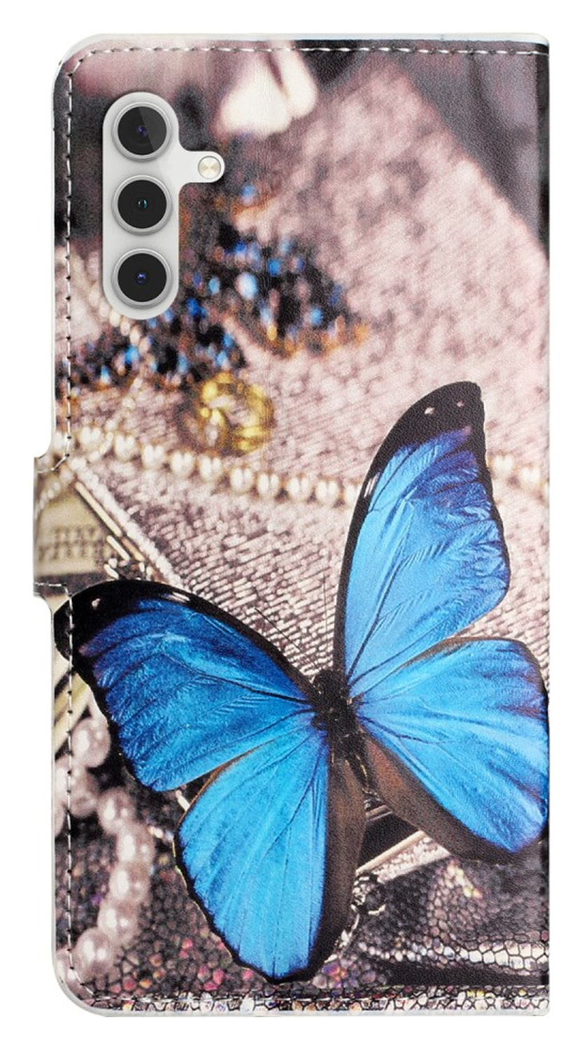 Samsung Galaxy A56 Hoesje Print Book Case met Pasjeshouder Vlinder Blauw afbeelding 5