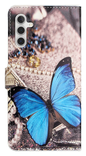 Samsung Galaxy A56 Hoesje Print Book Case met Pasjeshouder Vlinder Blauw afbeelding 5
